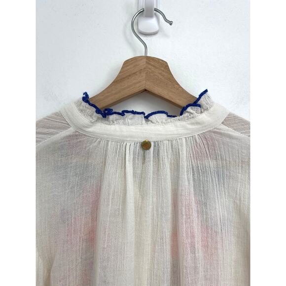 Antik Batik Floral Hand-Embroidered Ruffle Collar Clotilda Crepe Blouse - Small - Picture 8 of 14